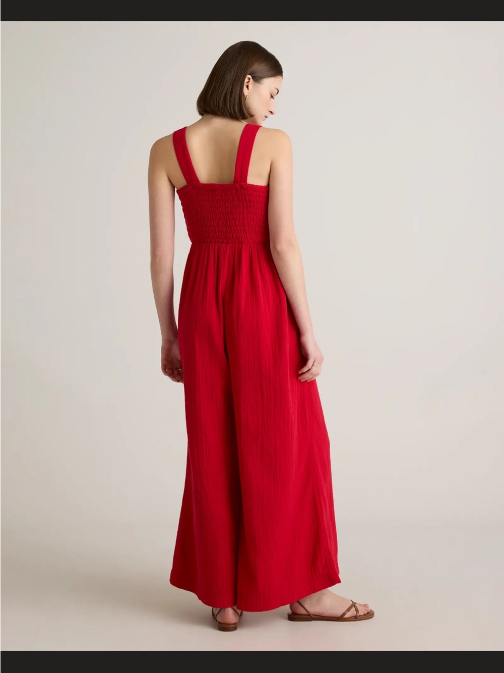 Red organic gauze jumpsuit - Picture 5 of 9